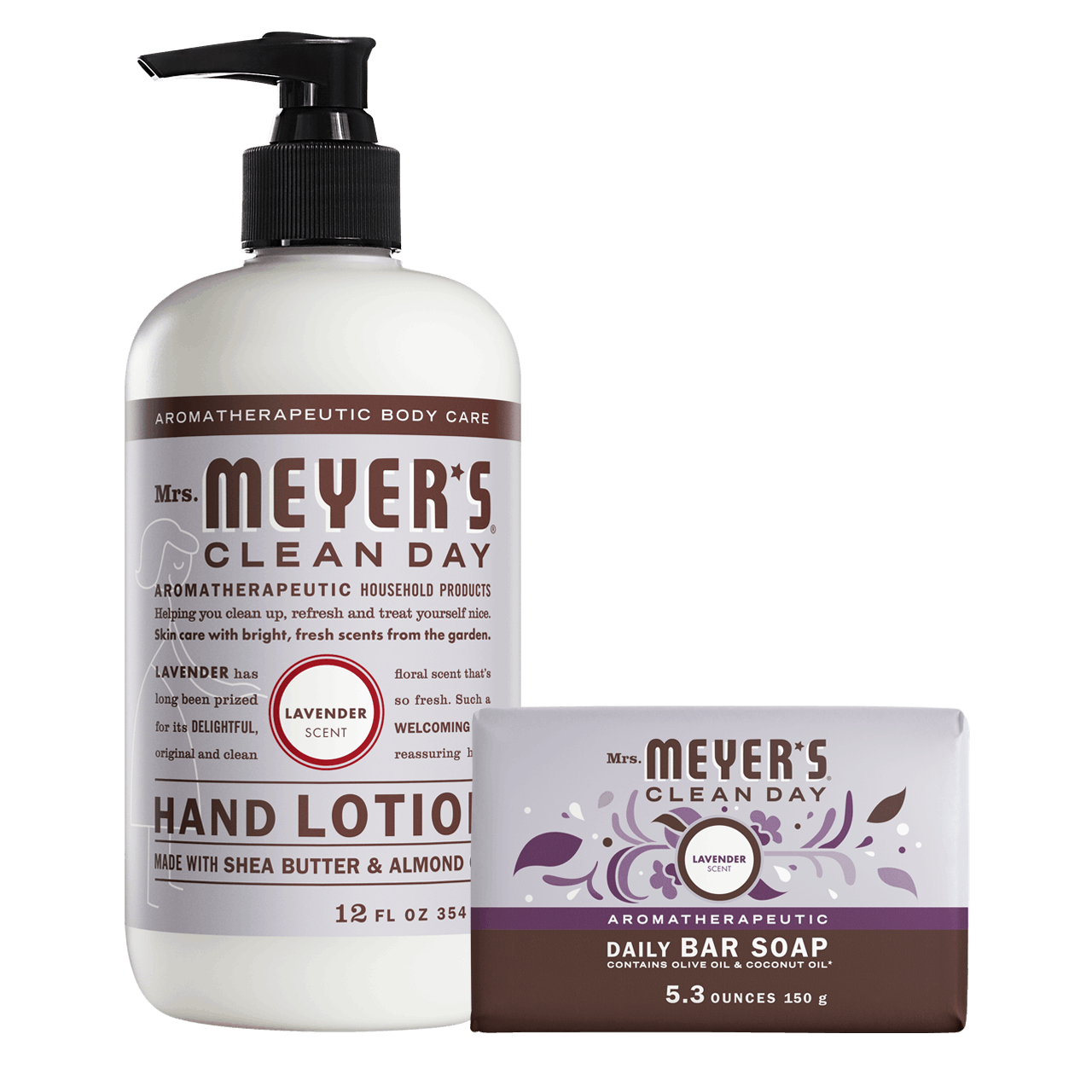 Mrs. Meyer's Clean Day Lavender Bar Soap & Hand Lotion Set Gift-Ready