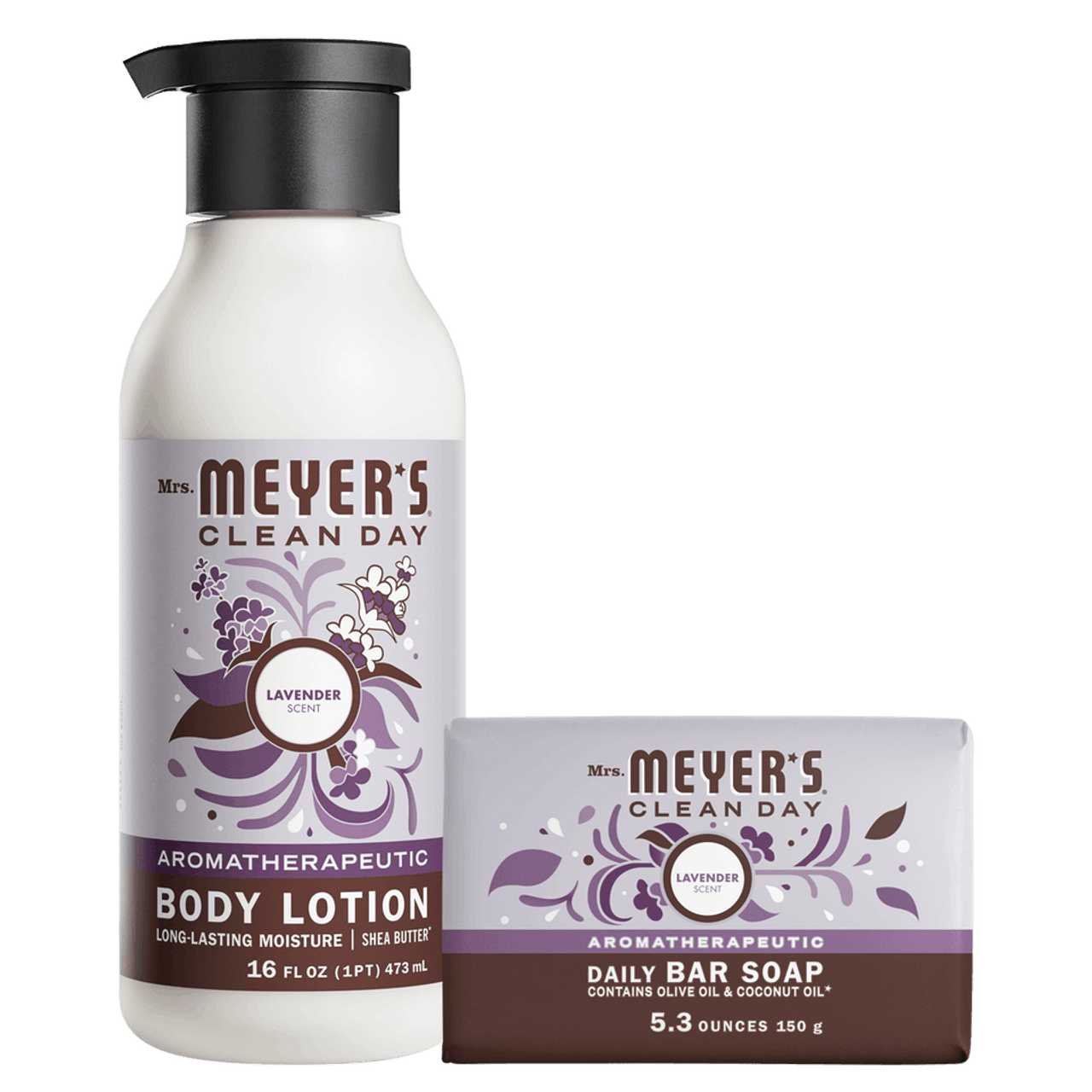 Mrs. Meyer's Clean Day Lavender Bar Soap & Body Lotion Set Gift-Ready