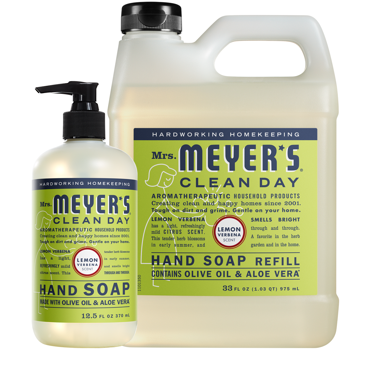 Mrs. Meyer's Clean Day Lemon Verbena Liquid Hand Soap & Refill Set Gift-Ready