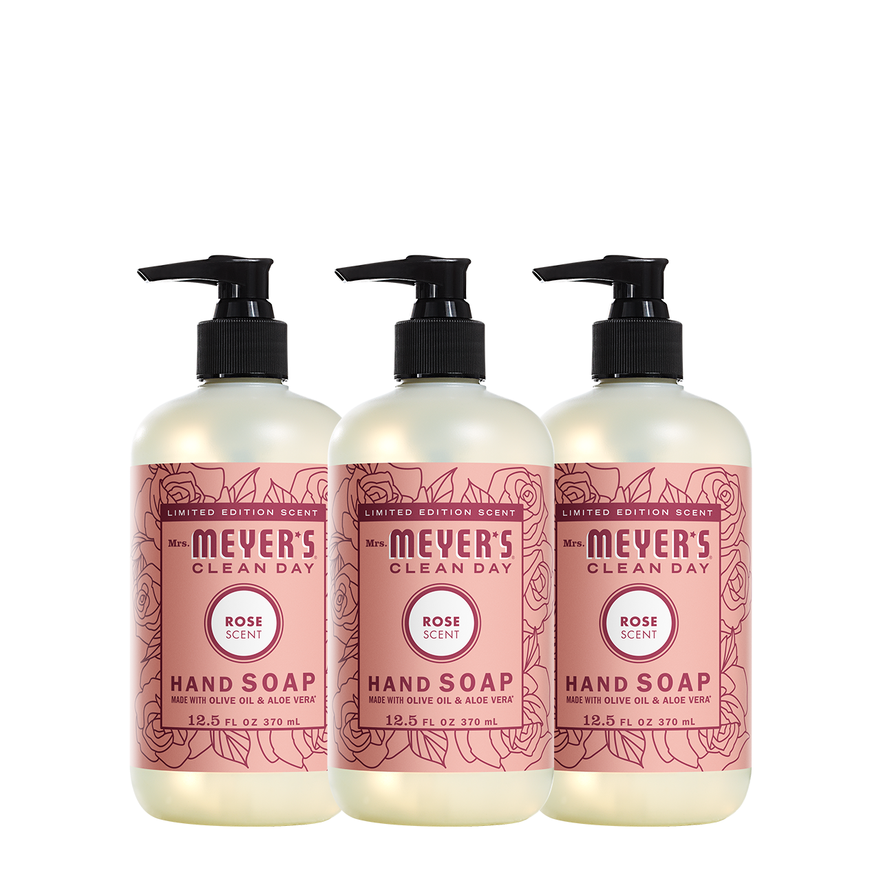 Mrs. Meyer's Clean Day Rose Liquid Hand Soap Bundle, 3-Count