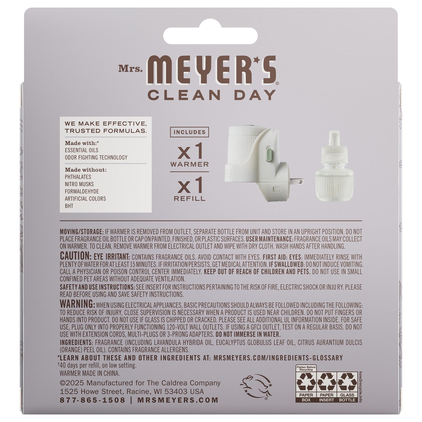 Mrs. Meyer's Clean Day Lavender Plug-In Warmer and Scented Oil Refill
