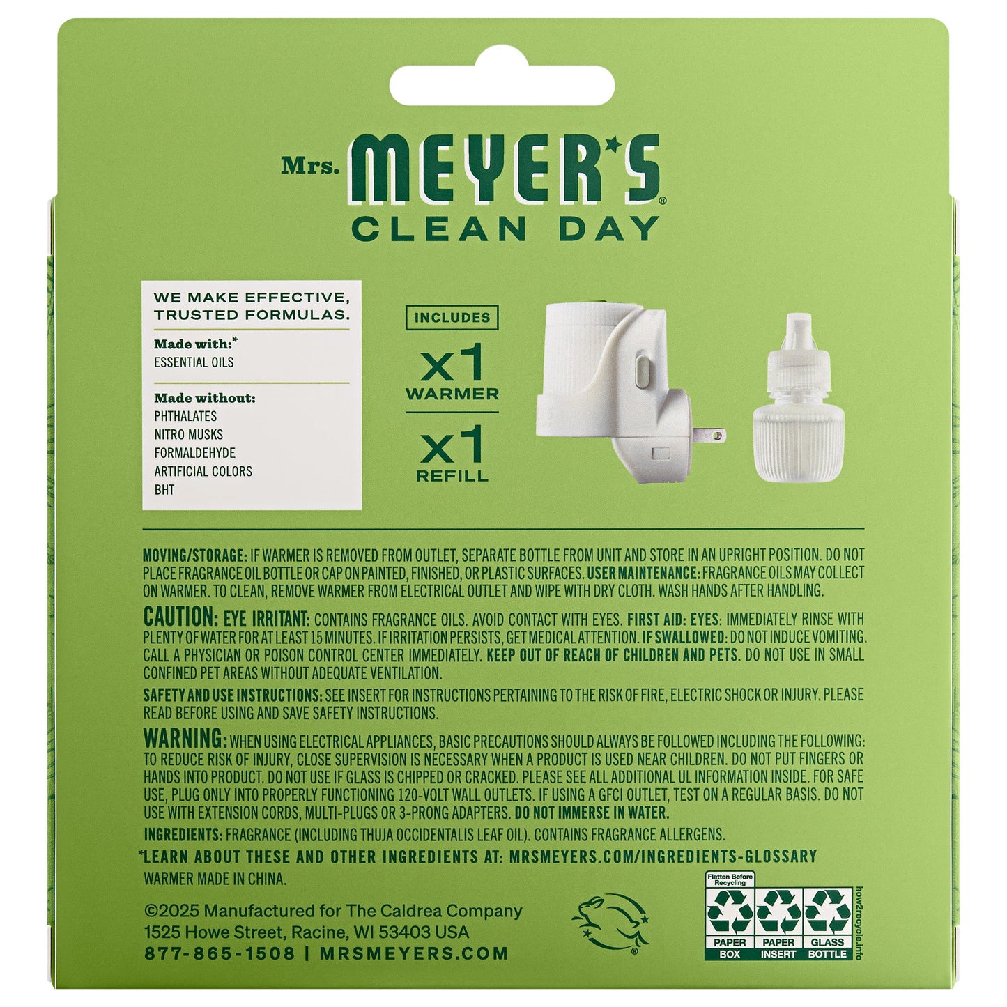 Mrs. Meyer's Clean Day Iowa Pine Plug-In Warmer and Scented Oil Refill