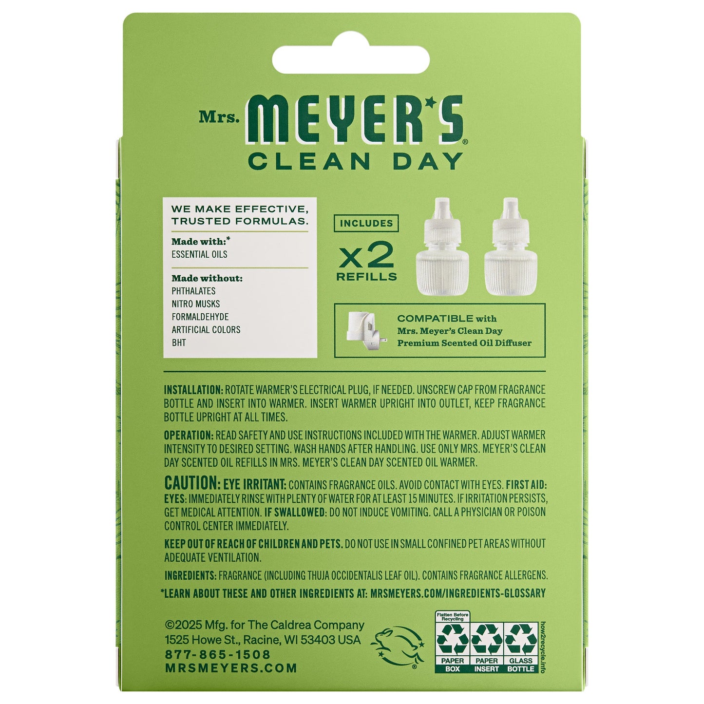 Mrs. Meyer's Clean Day Iowa Pine Plug-In Scented Oil Refill 2-Pack Home Essential