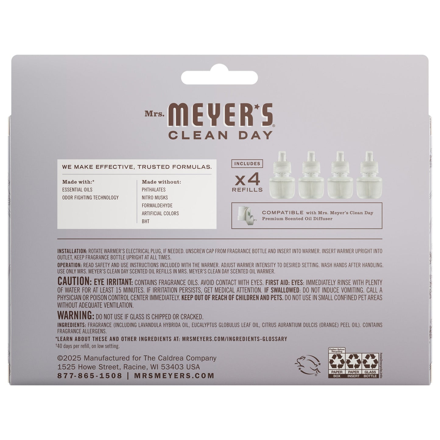 Mrs. Meyer's Clean Day Lavender Plug-In Scented Oil Refill 4-Pack Home Essential