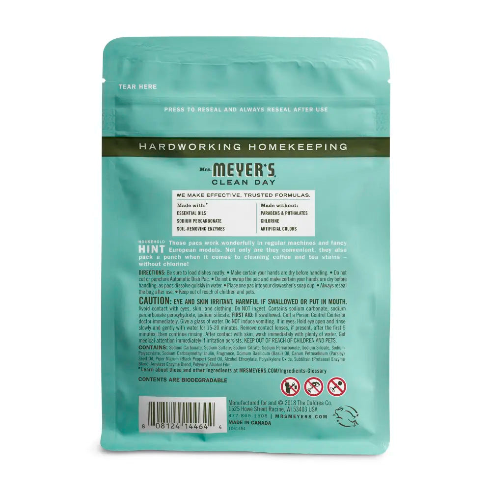 Mrs. Meyer's Clean Day Basil Automatic Dish Packs Home Care
