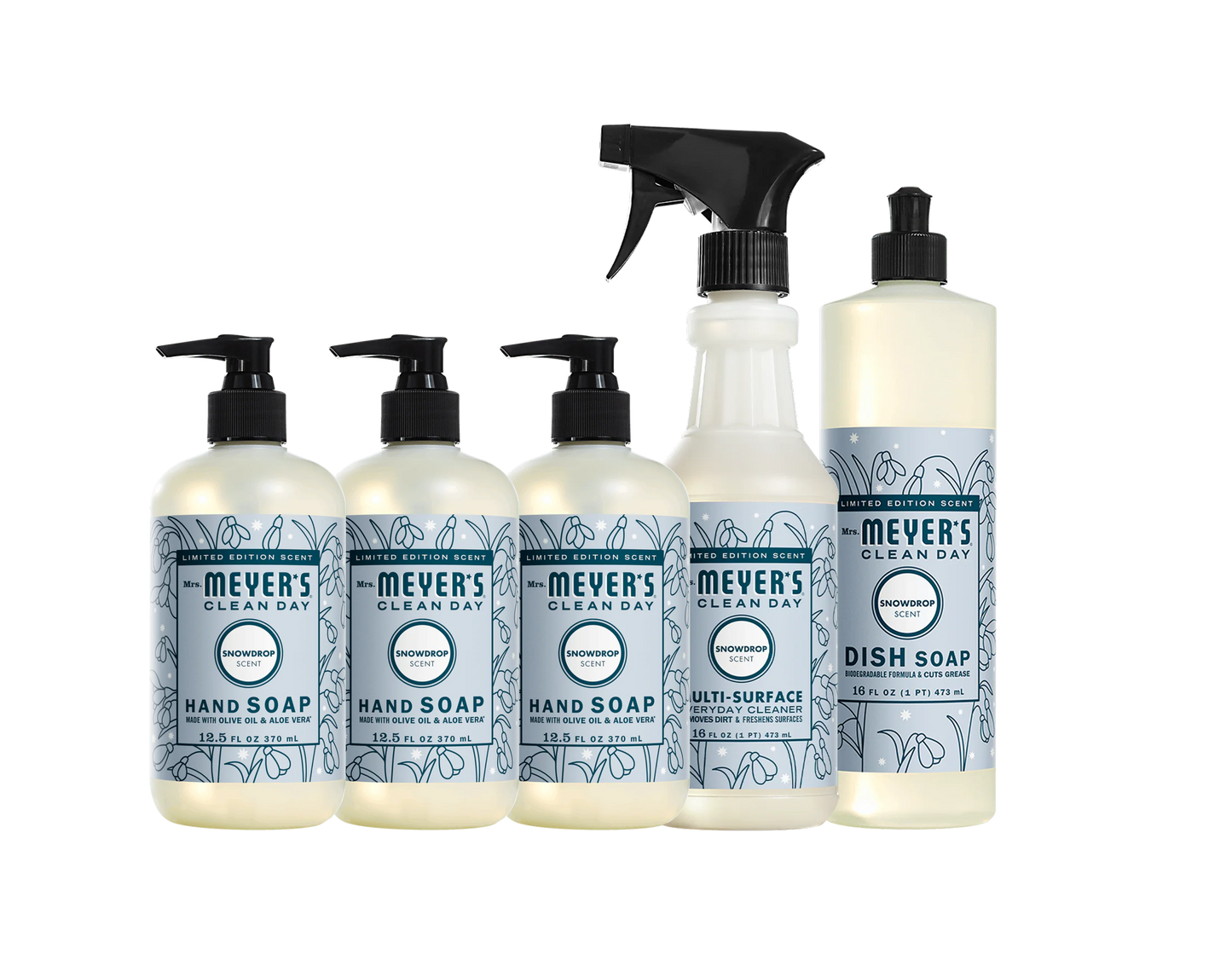 Mrs. Meyer's Clean Day Snowdrop Essentials 5-Count Bundle Gift-Ready