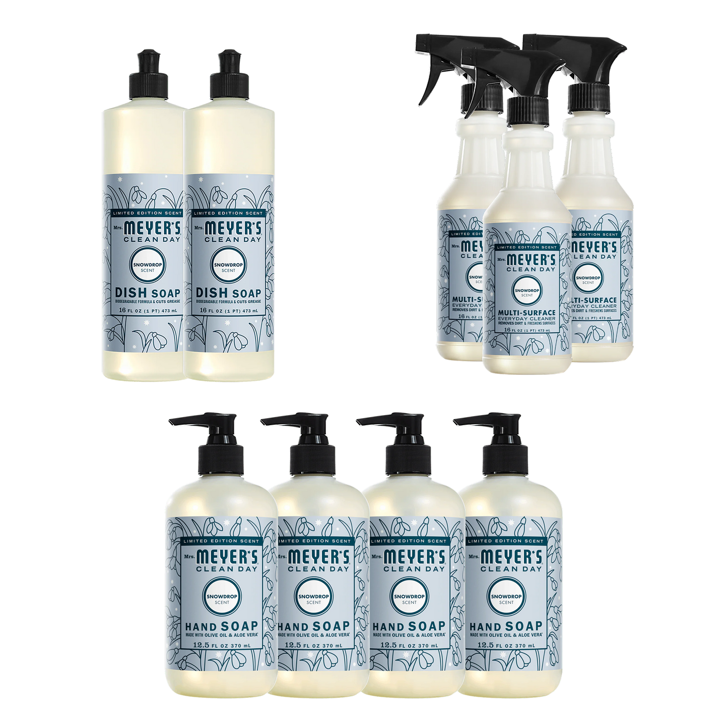 Mrs. Meyer's Clean Day Snowdrop Essentials Plus 9-Count Bundle Gift-Ready