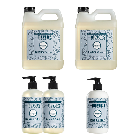 Mrs. Meyer's Clean Day Snowdrop Hand Care Plus 5-Count Bundle Gift-Ready