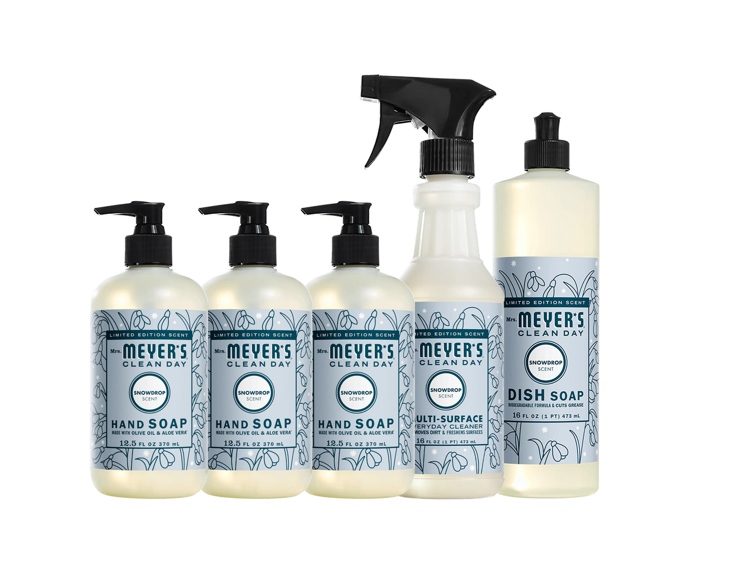Mrs. Meyer's Clean Day Snowdrop Essentials 5-Count Bundle Gift-Ready