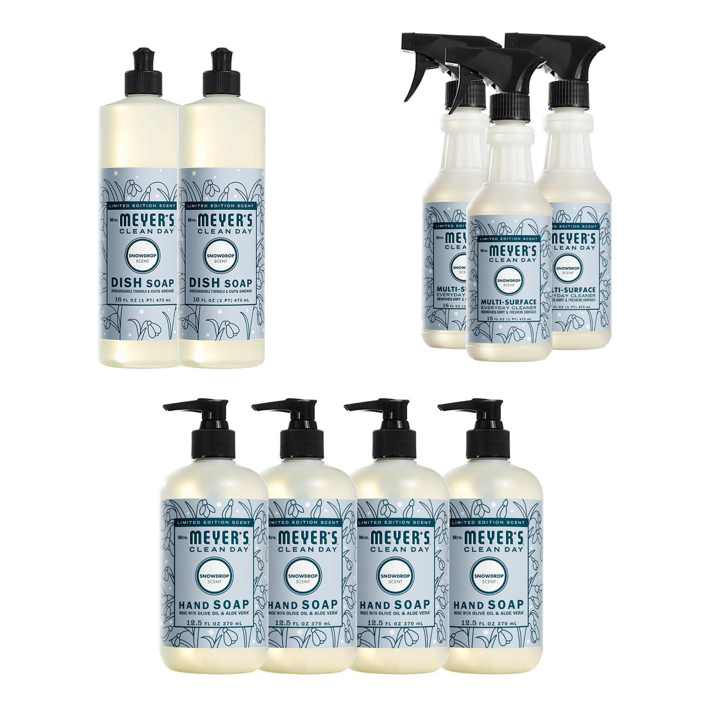Mrs. Meyer's Clean Day Snowdrop Essentials Plus 9-Count Bundle Gift-Ready