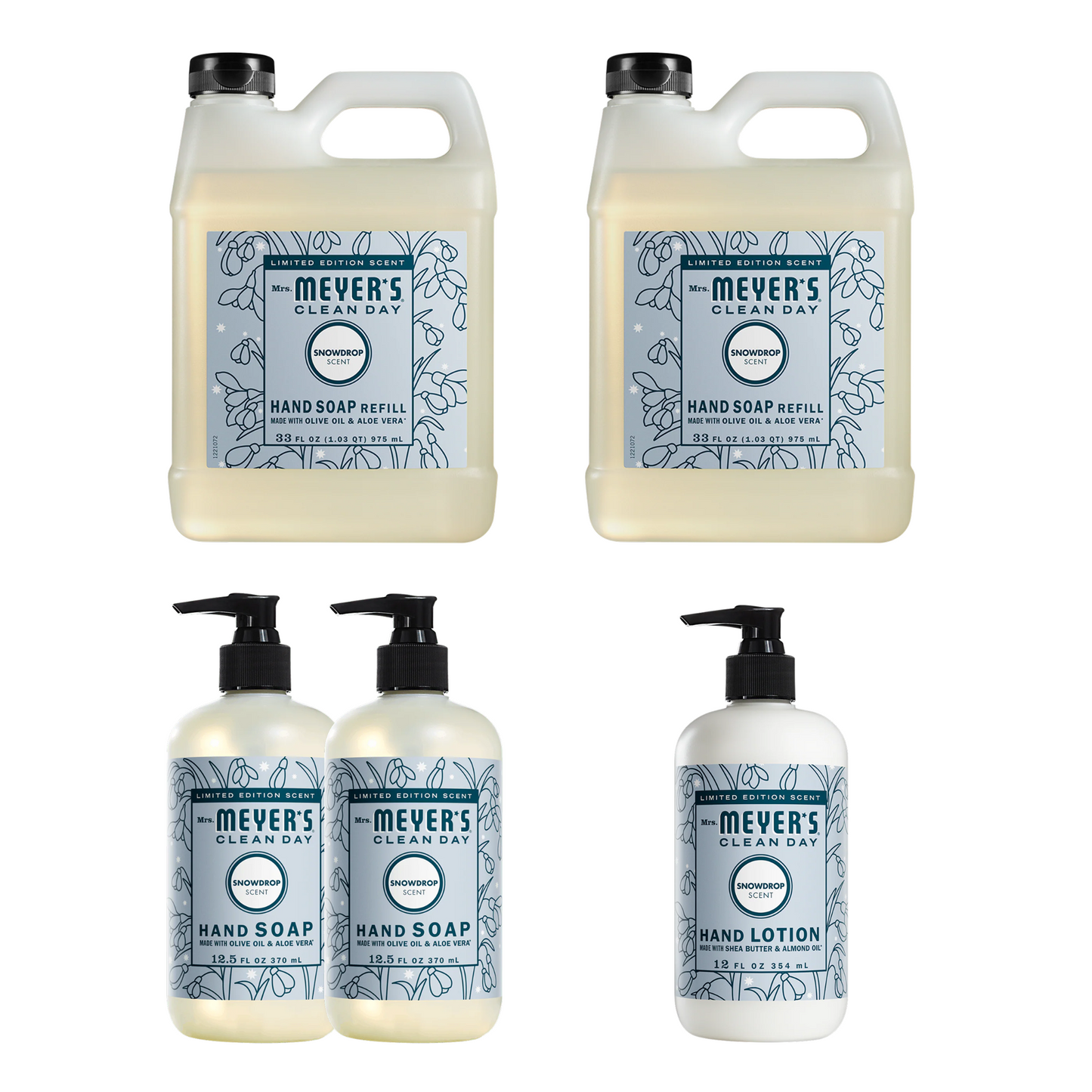 Mrs. Meyer's Clean Day Snowdrop Hand Care Plus 5-Count Bundle Gift-Ready