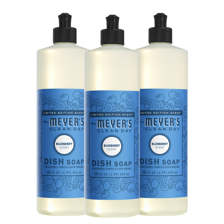 Mrs. Meyer's Clean Day Blueberry Dish Soap Bundle, 3-Count