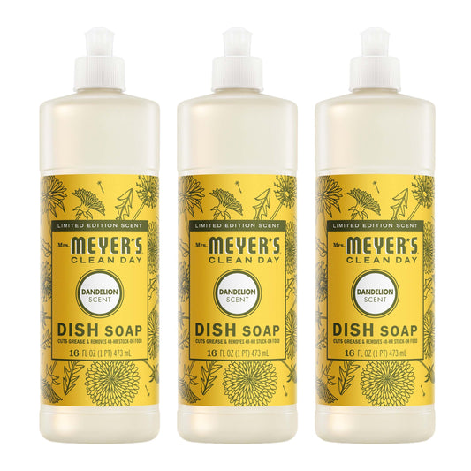 Mrs. Meyer's Clean Day Dandelion Dish Soap Bundle, 3-Count