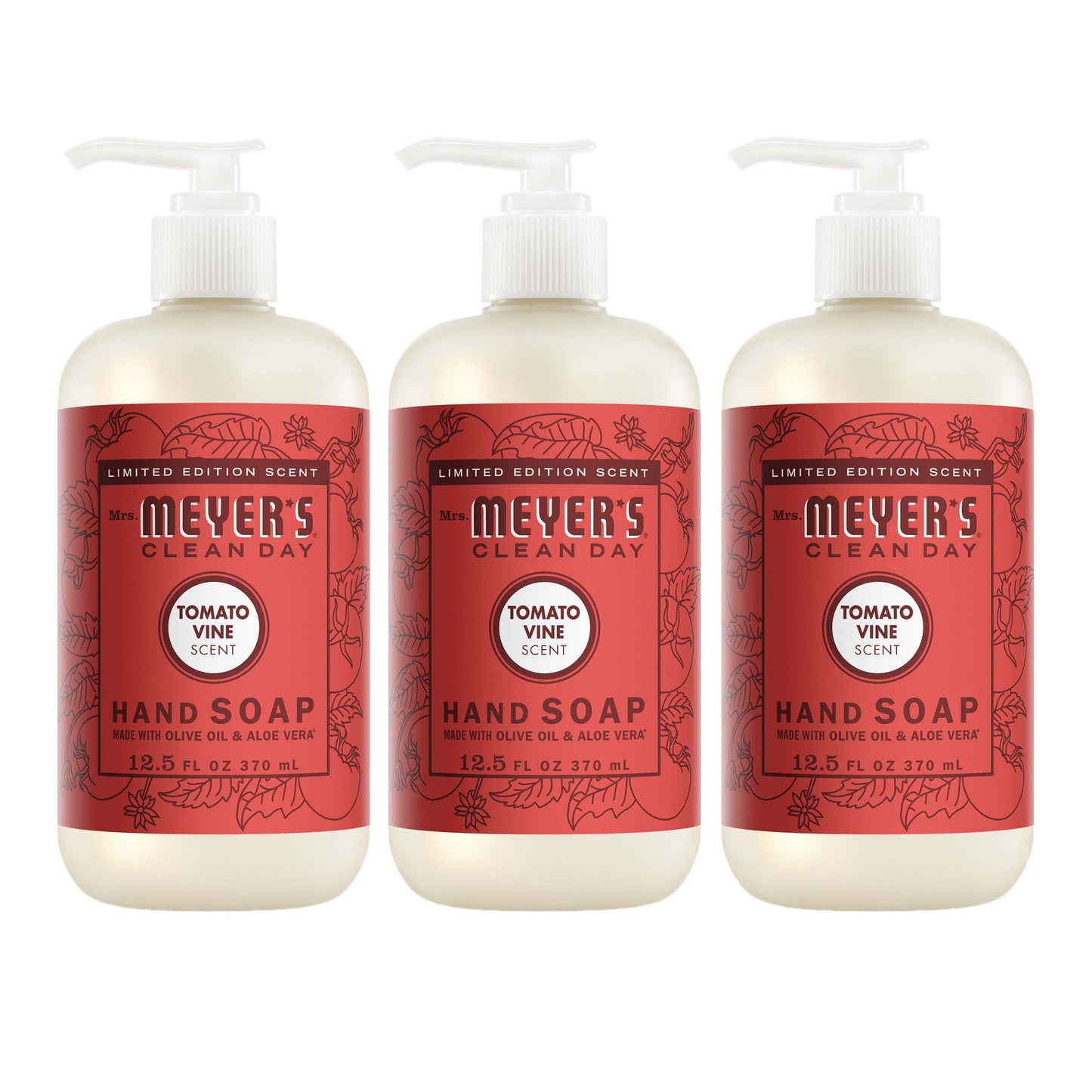 Mrs. Meyer's Clean Day Tomato Vine Liquid Hand Soap Bundle, 3-Count