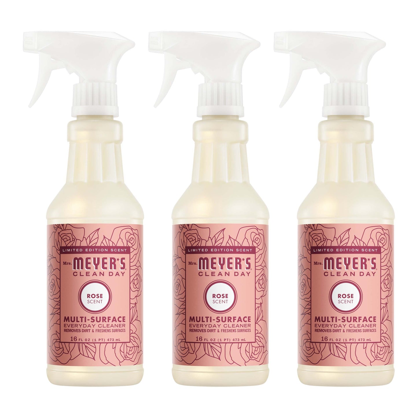 Mrs. Meyer's Clean Day Rose Multi-Surface Cleaner Bundle, 3-Count