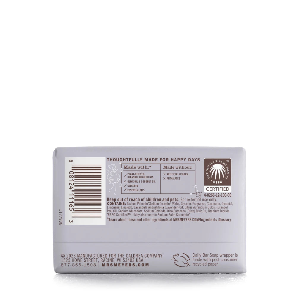 Mrs. Meyer's Clean Day Lavender Daily Bar Soap Home Essential