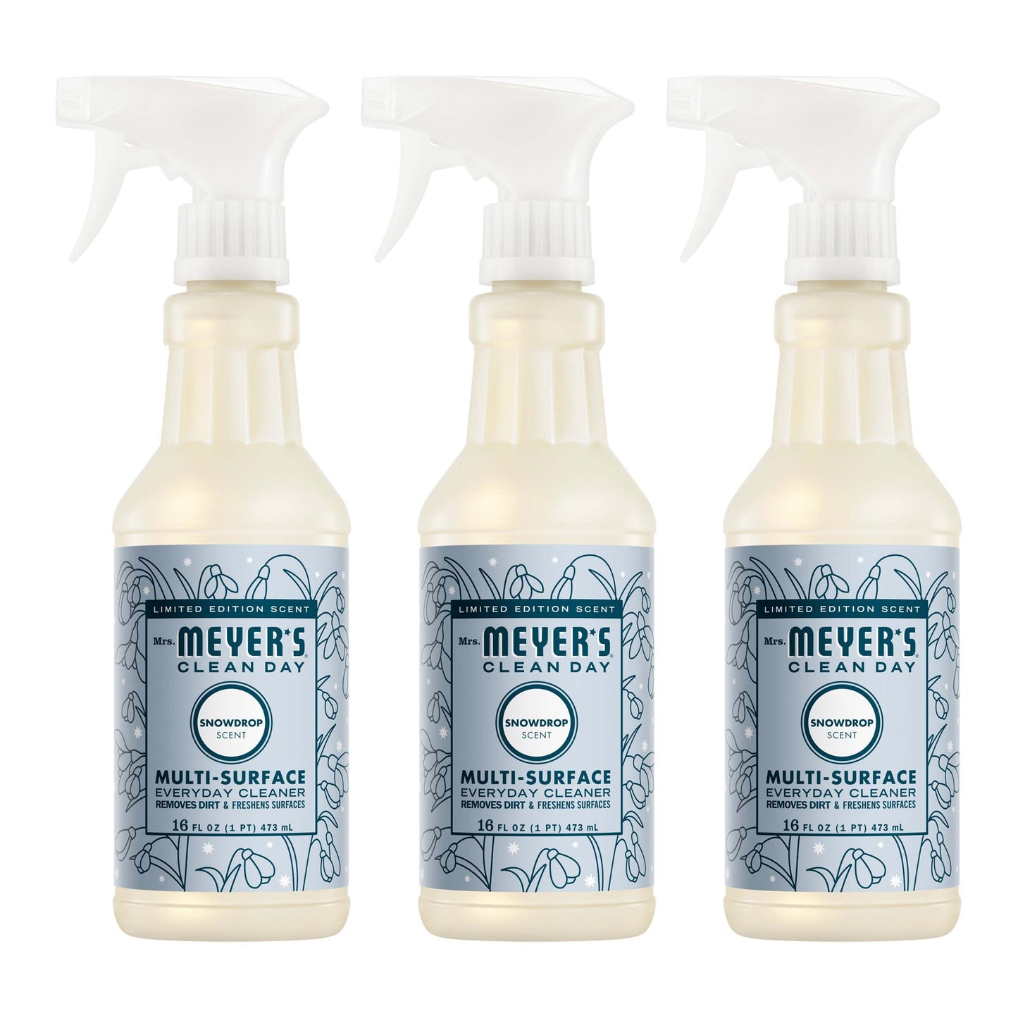 Mrs. Meyer's Clean Day Snowdrop Multi-Surface Cleaner Bundle, 3-Count