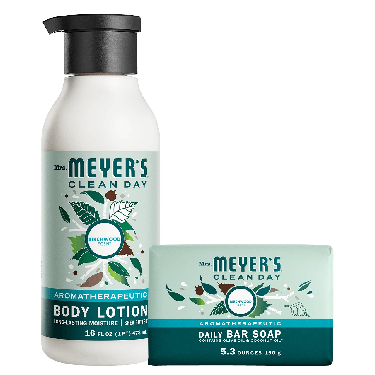 Mrs. Meyer's Clean Day Birchwood Bar Soap & Body Lotion Set Gift-Ready