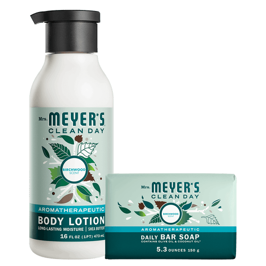 Mrs. Meyer's Clean Day Birchwood Bar Soap & Body Lotion Set Gift-Ready