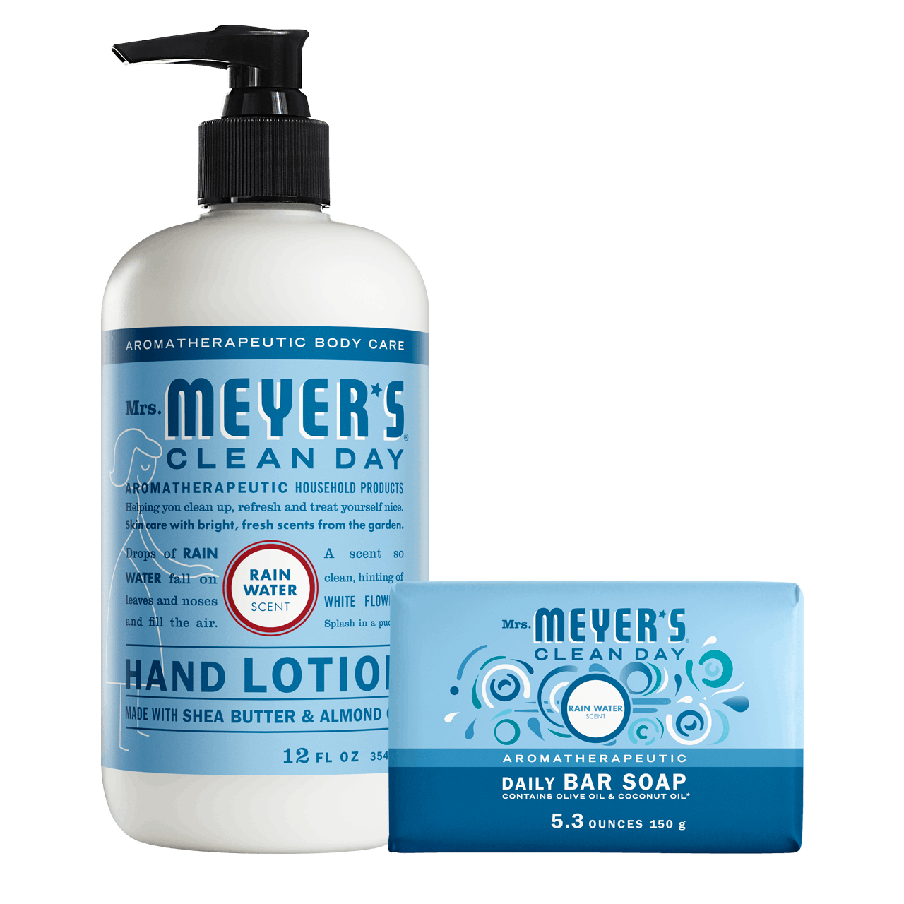 Mrs. Meyer's Clean Day Rain Water Bar Soap & Hand Lotion Set Gift-Ready
