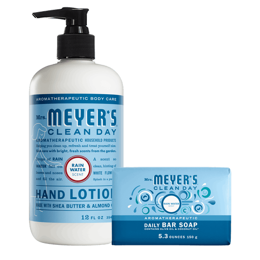 Mrs. Meyer's Clean Day Rain Water Bar Soap & Hand Lotion Set Gift-Ready