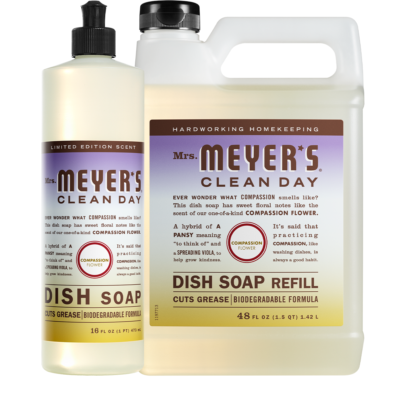Mrs. Meyer's Clean Day Compassion Flower Liquid Hand Soap & Refill Set Gift-Ready