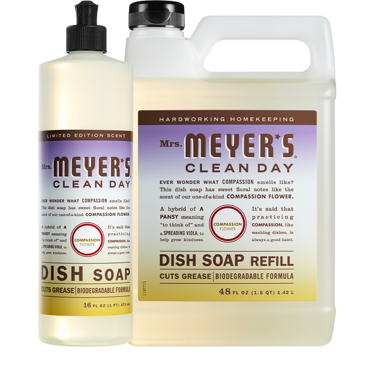 Mrs. Meyer's Clean Day Compassion Flower Liquid Hand Soap & Refill Set Gift-Ready