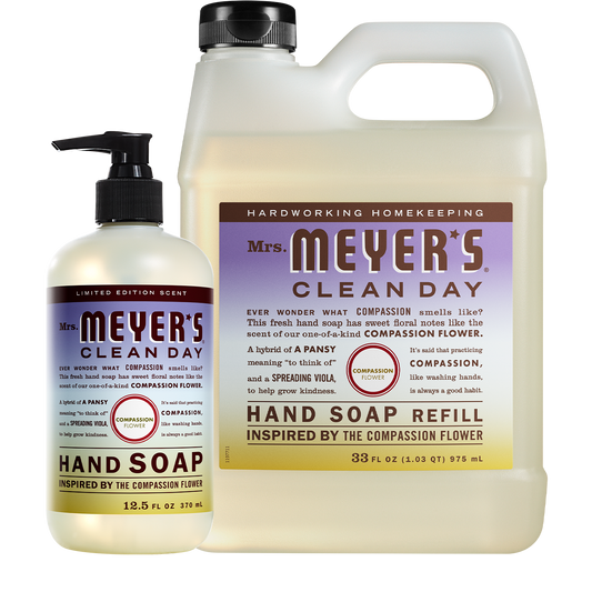 Mrs. Meyer's Clean Day Compassion Flower Liquid Hand Soap & Refill Set Gift-Ready