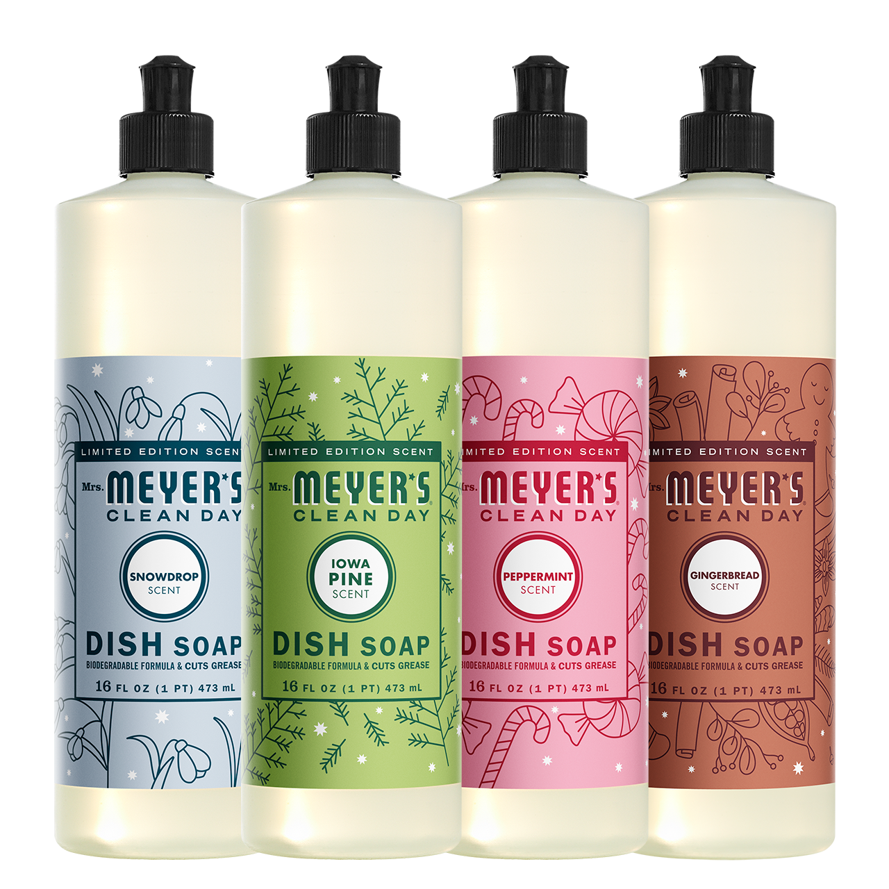Mrs. Meyer's Clean Day Holiday Seasonal Dishwashing Liquid Collection