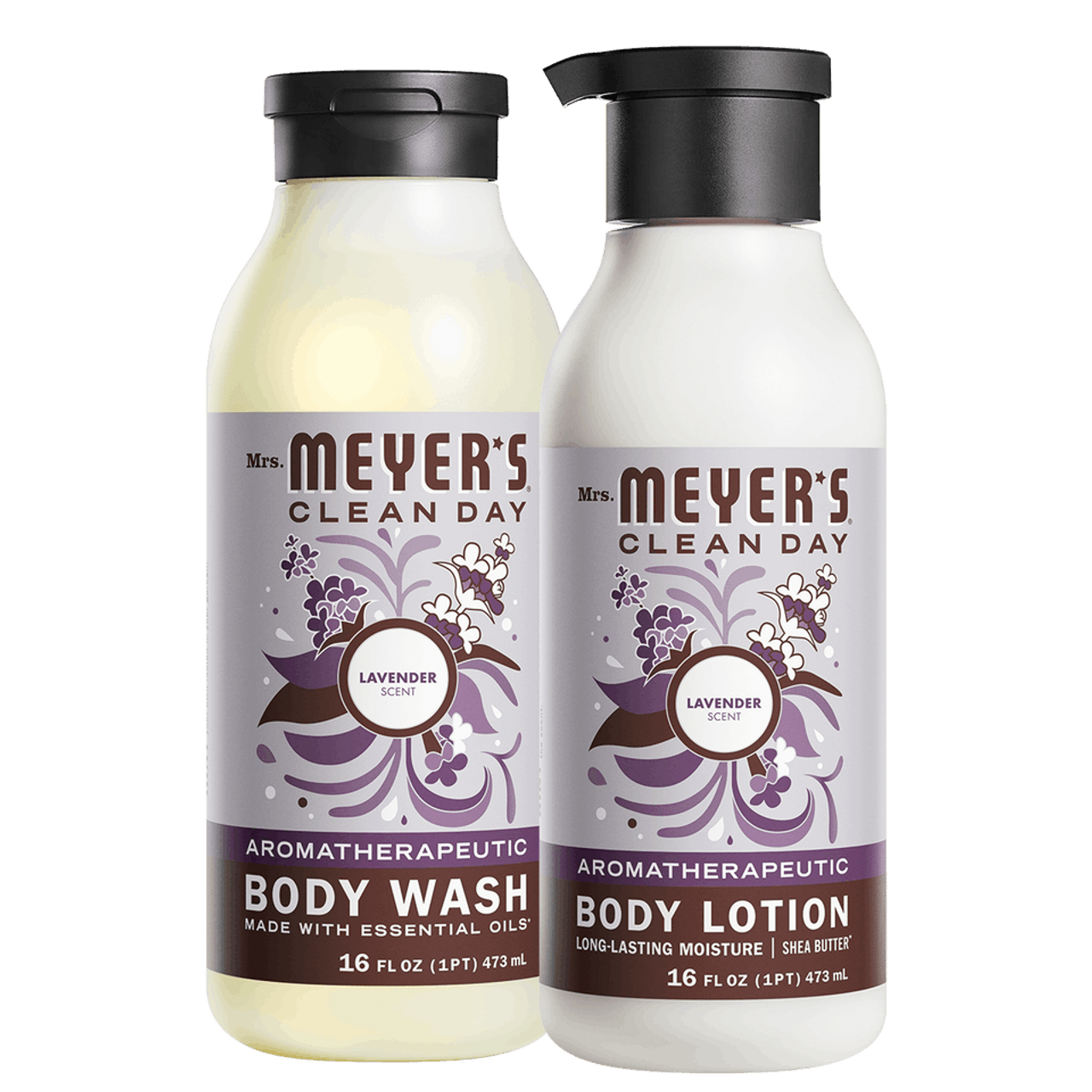 Mrs. Meyer's Clean Day Lavender Body Wash & Body Lotion Set Gift-Ready
