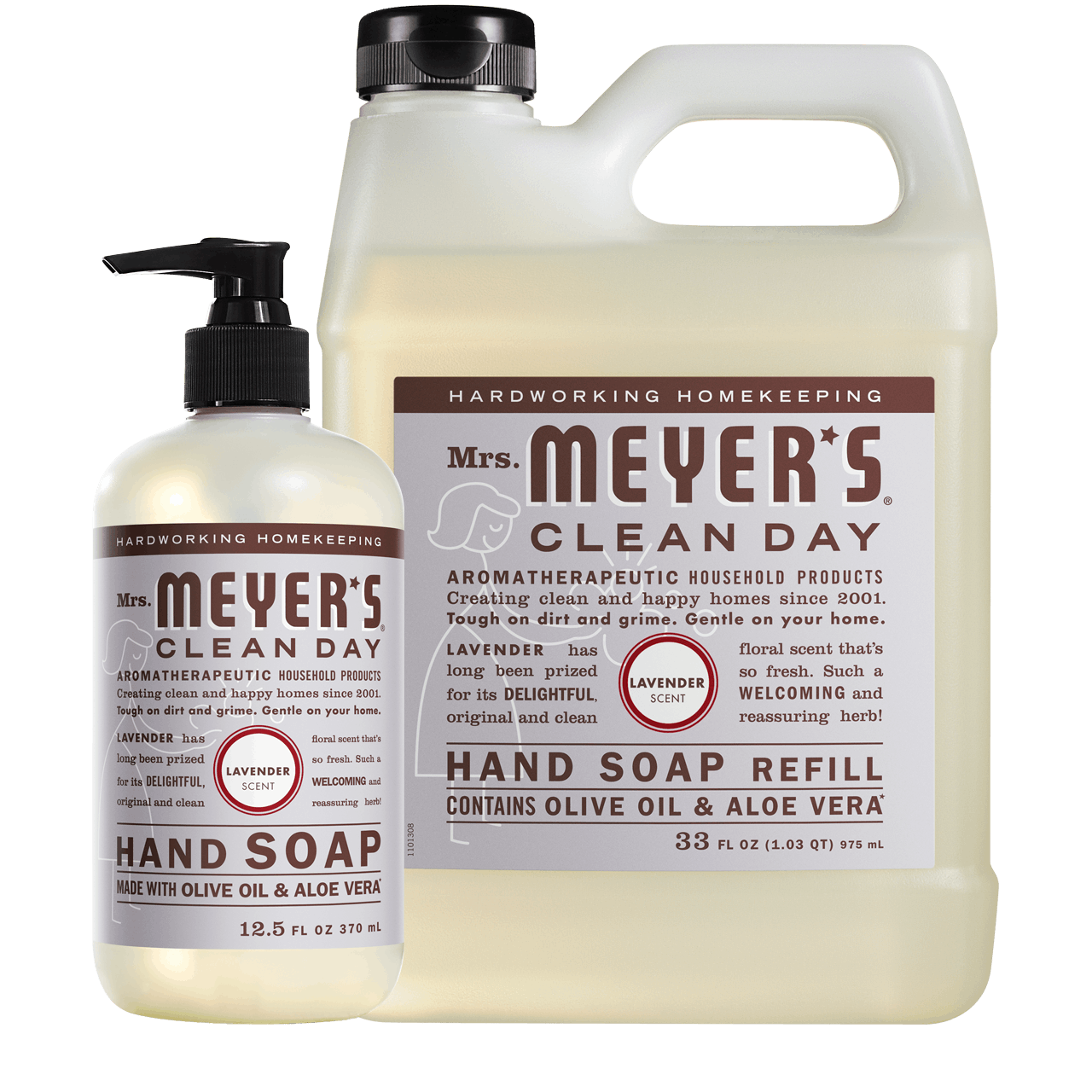 Mrs. Meyer's Clean Day Lavender Liquid Hand Soap & Refill Set Gift-Ready