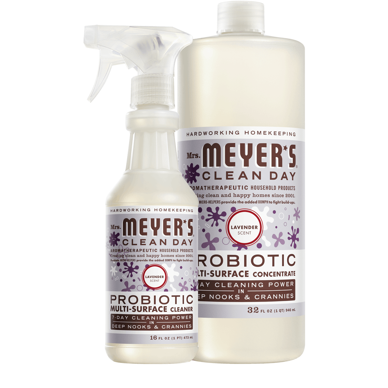 Mrs. Meyer's Clean Day Lavender Probiotic Multi-Surface Cleaner & Concentrate Set Gift-Ready