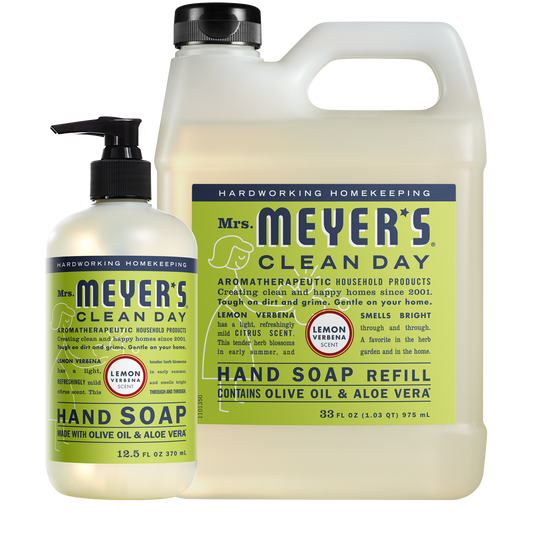 Mrs. Meyer's Clean Day Lemon Verbena Liquid Hand Soap & Refill Set Gift-Ready