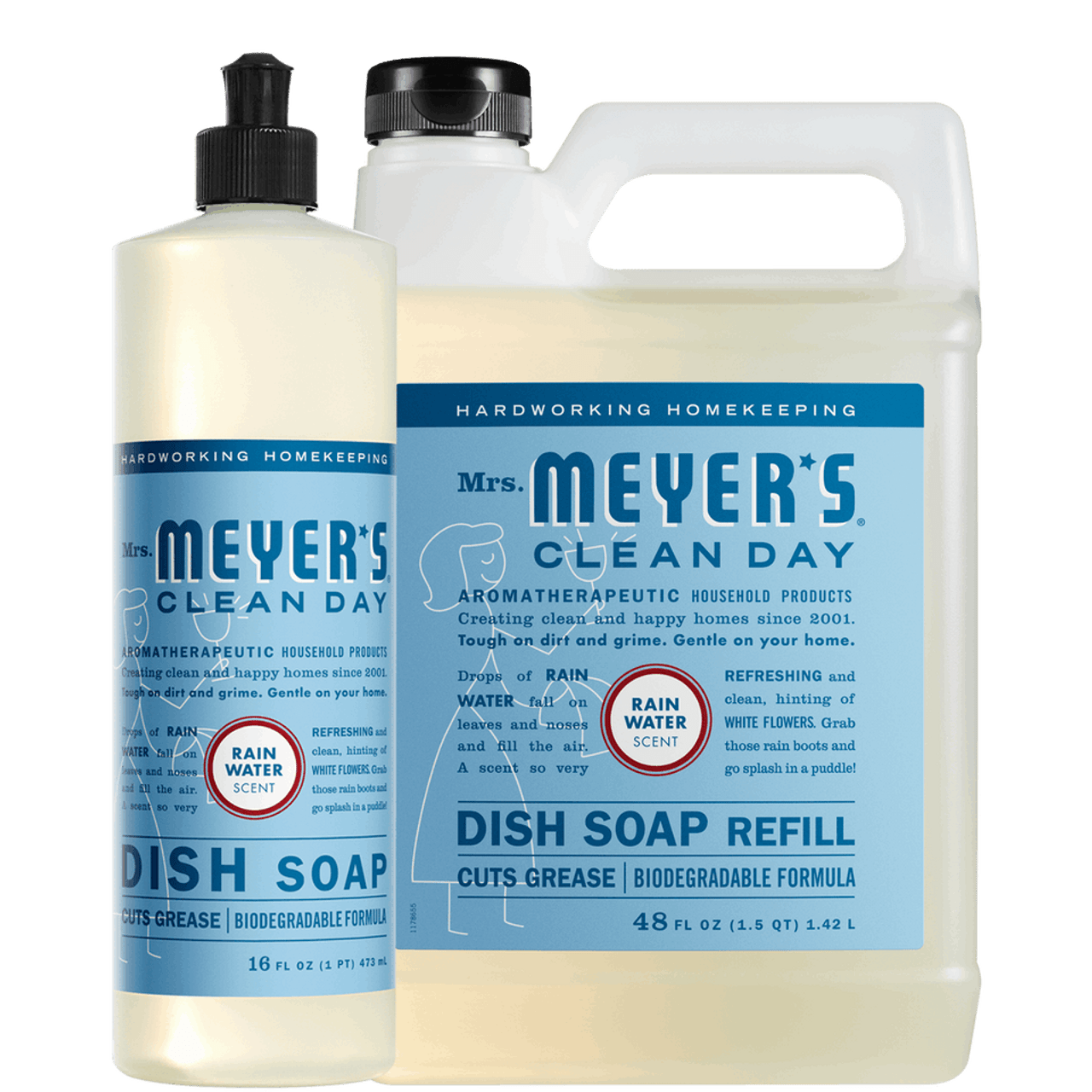 Mrs. Meyer's Clean Day Rain Water Dishwashing Liquid & Refill Set