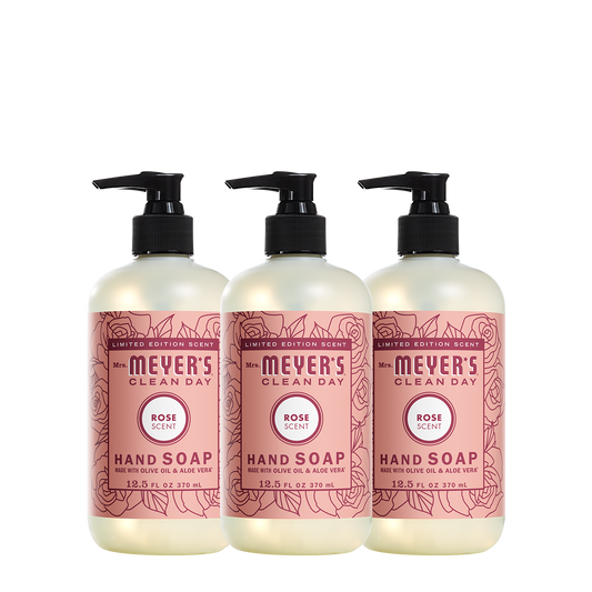Mrs. Meyer's Clean Day Rose Liquid Hand Soap Bundle, 3-Count