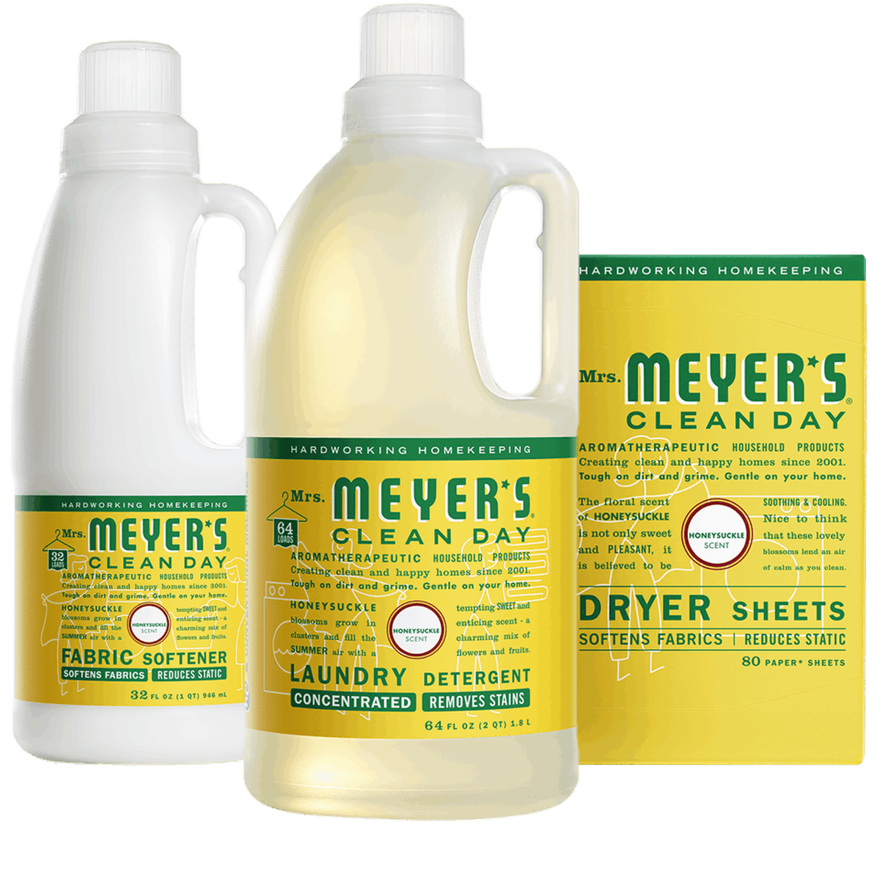 Mrs. Meyer's Clean Day Honeysuckle Laundry Set Gift-Ready