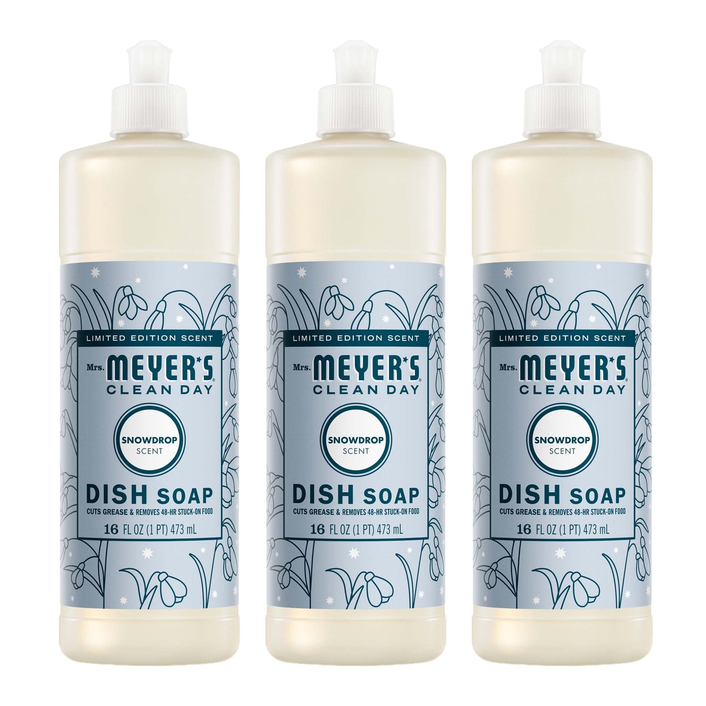 Mrs. Meyer's Clean Day Snowdrop Dish Soap Bundle, 3-Count