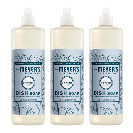 Mrs. Meyer's Clean Day Snowdrop Dish Soap Bundle, 3-Count