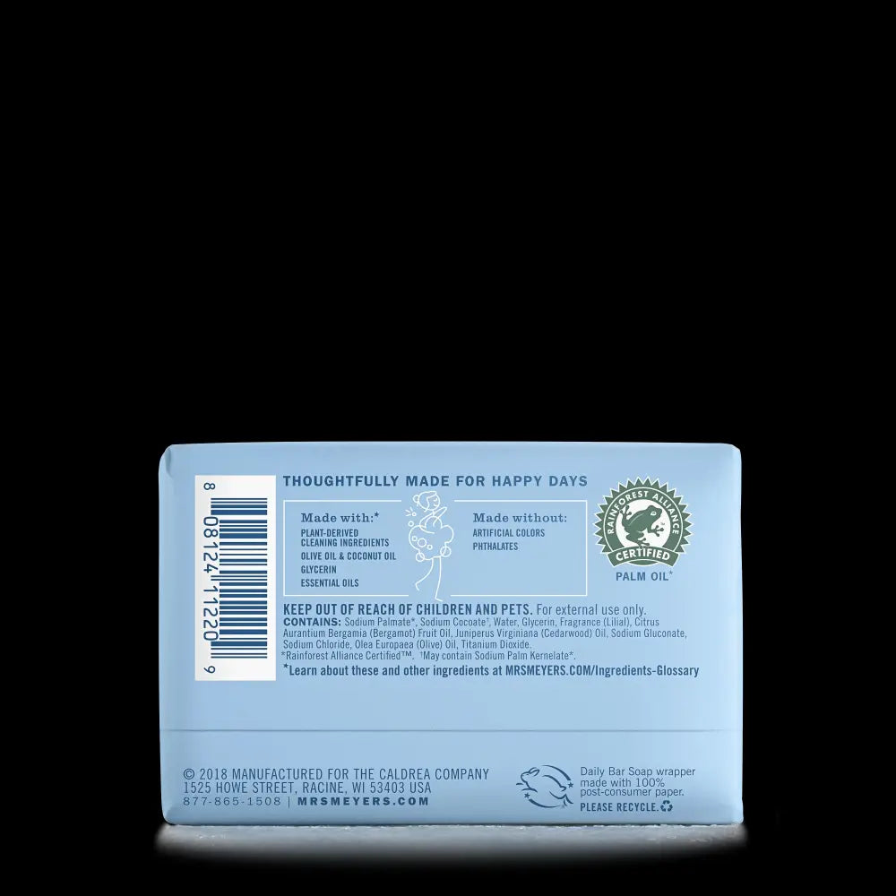 Mrs. Meyer's Clean Day Rain Water Daily Bar Soap Home Essential