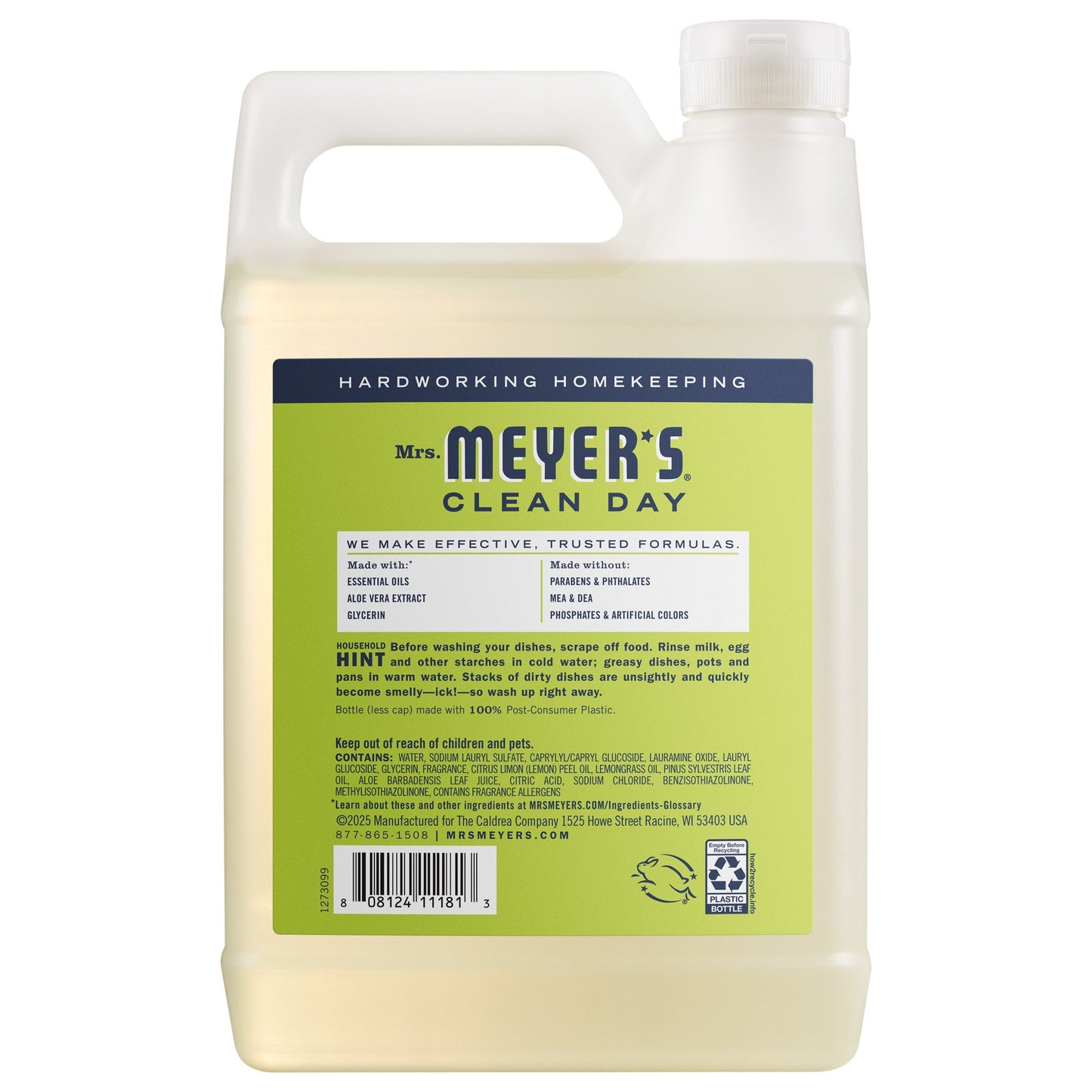 Mrs. Meyer's Clean Day Lemon Verbena Dish Soap Refill Home Essential