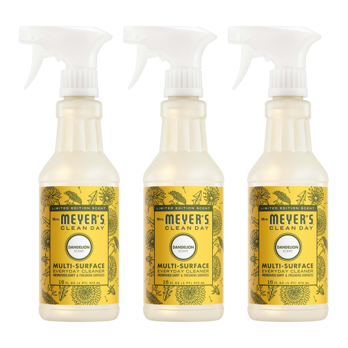 Mrs. Meyer's Clean Day Dandelion Multi-Surface Cleaner Bundle, 3-Count