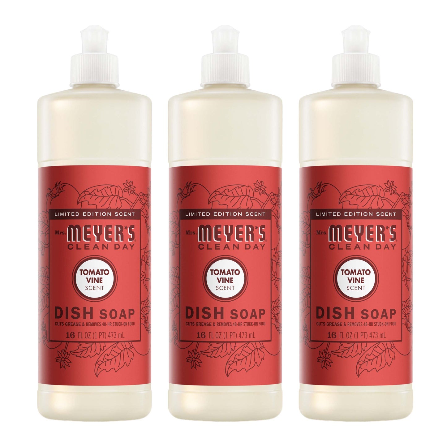 Mrs. Meyer's Clean Day tomato vine Dishwashing Liquid three count Bundle