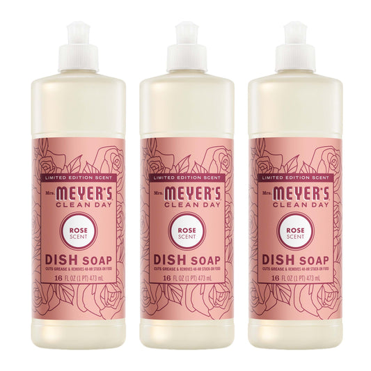 Mrs. Meyer's Clean Day Rose Dish Soap Bundle, 3-Count